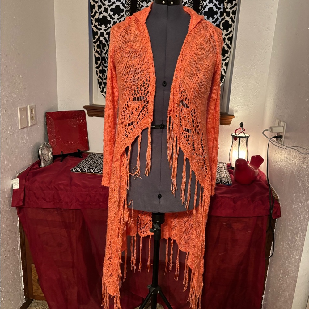 No Boundaries Vibrant Orange Knit Sweater SUPER CUTE